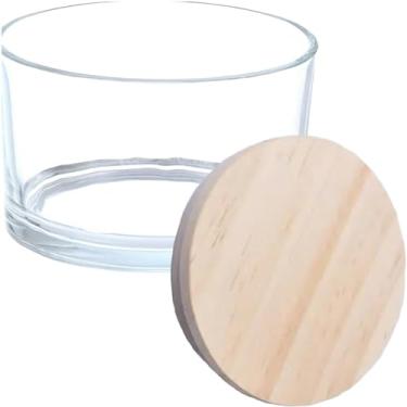 Imagem de Conjunto de 8 potes de vidro Patê 156 ml para velas artesanais, com tampa em madeira