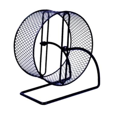 Imagem de Generic Hamster de ferro roda correndo Toy Brinquedo preto Anti deslize mudo resistente para Gerbils Ratos Acessórios para gaiola de ratos com rack, S