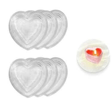Imagem de Kit 6 Castiçal De Vidro Coração Pote Enfeite Porta Velas - Freecom