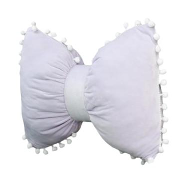 Imagem de FLCPJGV Almoço de cabeça de travesseiro de arco com pom pom pomsh pescof para o brasão de cadeira de escritório quarto quarto, Roxo