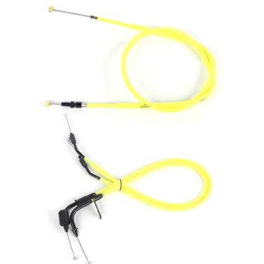 Imagem de zurio Cabo de acelerador e cabo de embreagem para Suzuki GSXR 600 750 2011-2024 L1-L9, acessórios de substituição de motocicleta, linhas de fio inoxidável, borracha amarela