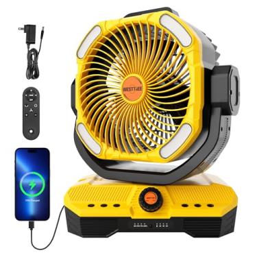 Imagem de WESTTREE Ventilador de fluxo de ar grande operado por bateria, ventilador recarregável sem fio de acampamento de 45000 mAh com oscilação automática de 360° e temporizador, ventiladores de barraca