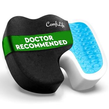 Imagem de ComfiLife Almofada de assento melhorada em gel – Almofada para cadeira de escritório – Almofada de cóccix de gel antiderrapante e espuma viscoelástica para dor no cóccix – Almofada de assento de carro