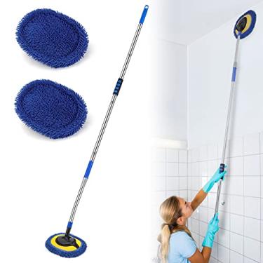 Imagem de Wall Cleaner, Max 66'' Wall Mop with Long Handle, Ceiling Dust Mop with 15° Labor-Saving Elbow Extension Pole, Baseboard Duster Washer Scrubber, High Reach Window Cleaning Brush, Roof Cleaning Tool-BU