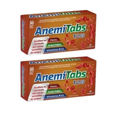 Imagem de Kit C2 AnemiTabs Suplemento Alimentar Ferro C30  La San Day - La San-D