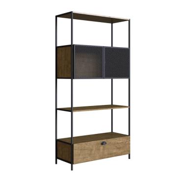 Imagem de Estante York 180cm 2 Portas Estrutura Preto Fosco - Vermont