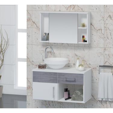 Imagem de Conjunto Gabinete Para Banheiro Com Cuba E Espelheira Stilo Contarini Rovere