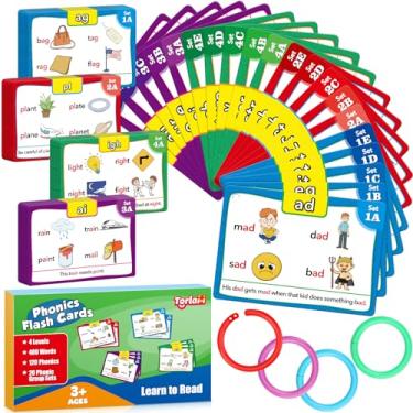 Imagem de Torlam Phonics Flash Cards Aprenda A Ler Ortografia Lendo Palavras À Vista Jogos Fônicos, Dígrafos Cvc Mistura Sons De Vogais Longas Kids Dolch Fry Site Words For Pre-K Kindergarten 1St 2Nd 3Rd Homesc