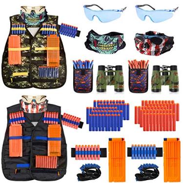 Imagem de 2 Pack Kids Tactical Vest Kit for Nerf Guns Game N-Strike Elite Series Wars with Refill Darts, Reload Clips, Dart Pouch, Tactical Mask, Wrist Band and Protective Glasses for Boys ,Girls