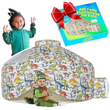 Imagem de Skywin Air Tent for Kids (77” x 50”) Builds in 30 Sec, Toddler Tents Indoor for Imaginative Play, Spacious Kids Forts Indoor Playhouse for Boys & Girls Ages 3-14 (Fan Not Incl) (Jurassic Jungle)