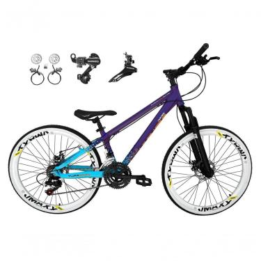 Imagem de Bicicleta Aro 26 Vikingx Tuff X44 Roxo/azul 21v Câmbios Shimano Tz Freios Hidráulicos Aros Vmaxx Brancos