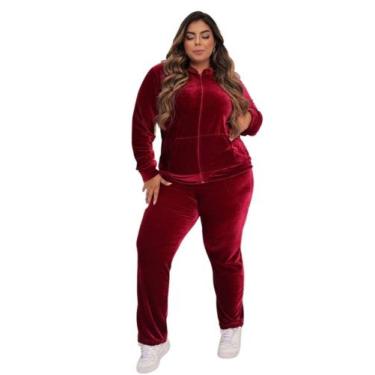 Imagem de Jaqueta Feminina Em Plush Plus Size, Capuz, Bolsos E Zipper - Mileysol
