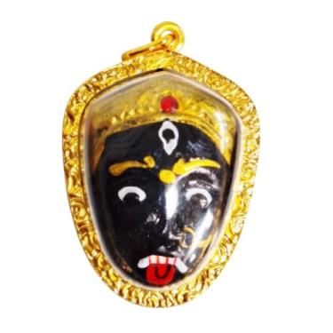 Imagem de poppip Pingente de amuleto da deusa sagrada hindu tailandesa MAA Kali – Pingente vintage com pingente vintage de talismã mágico com moldura dourada