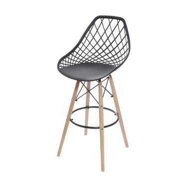 Imagem de Banqueta Boxbit Kaila Preta Base Madeira