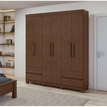 Imagem de Guarda-Roupas Solteiro Zeus 6 portas 4 gavetas - Lopas - IMBUIA CLEAN