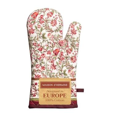 Imagem de Maison d' Hermine Luvas de forno 100% algodão 17,8 cm x 33 cm com laço resistente ao calor, churrasco, luvas de cozinha, assar, grelhar, cozinhar, manusear panelas quentes (pacote com 1, Reveillon Au