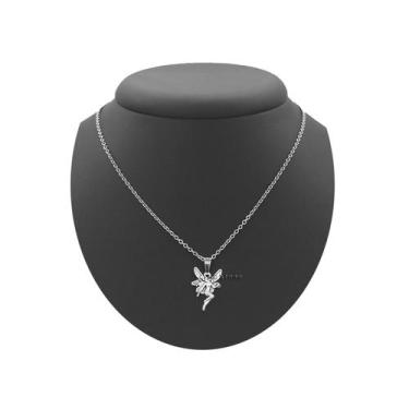 Imagem de colar de elfos feminino gargantilha aço inox prata asa anjo amuleto qu