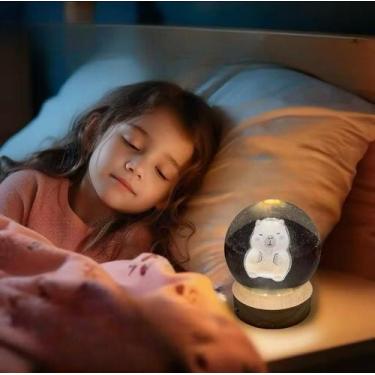 Imagem de Luminária 3d Led Stitch Ou Capivara Bola De Cristal De Mesa Abajur Dec