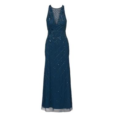 Imagem de Adrianna Papell Vestido longo feminino frente única, Azul escuro, 42
