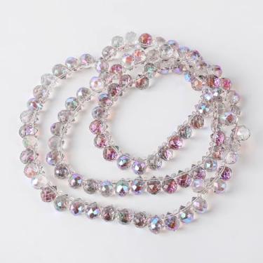 Imagem de 98 peças de gotas de cristal - Novborcz 8 x 9 mm Gotas perfuradas na parte superior lustres pingentes projetos DIY brincos colares pulseiras para fazer joias decorações para pendurar em casa (roxo