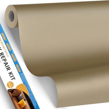 Imagem de YAFLC Patch de reparo de couro para móveis, kit de reparo de couro autoadesivo de 101,6 cm x 40,6 cm, fita de reparo de vinil para assento de carro, sofá, jaquetas, sofás, poltrona, bege, médio