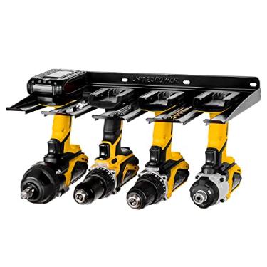 Imagem de UNITEDPOWER Rack de armazenamento de furadeira elétrica, comporta 4 brocas, organizador de ferramentas elétricas de parede atualizado 2022 para oficina, galpão, garagem, casa (furadeira)