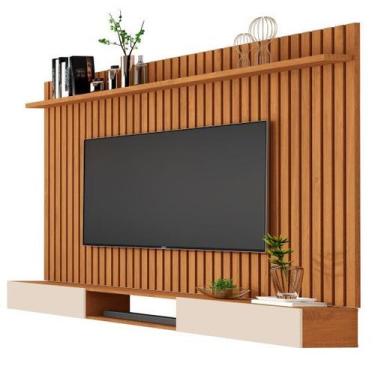 Imagem de Painel Suspenso Home TV 72 Polegadas Prateleira Ripado E Nicho 1.8 Cla