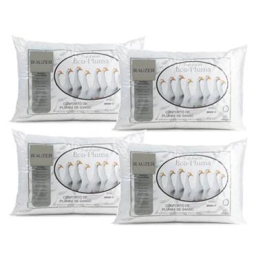 Imagem de Kit 4 Travesseiro Pluma Ganso Confortável Antiacaro 70x50cm - Eurotext
