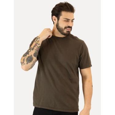 Imagem de Camiseta Ellus Masculina Cotton Fine Classic Logo Marrom Escuro, L/G
