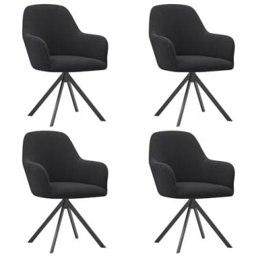 Imagem de Lzyjckh Capa elástica para cadeira de jantar com braços, Protetor para poltrona giratória, Capa para cadeira de escritório, Para penteadeira, sala de estar, quarto,Black,4PCS