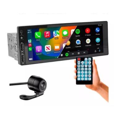 Imagem de Kit Central Multimidia Mp5 1 Din Carplay Android Auto Cam Ré - E-tech