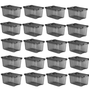 Imagem de Kit 20 Caixa Organizadora 27 Litros Plástica Preta Livre BPA Plasvale,