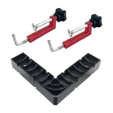 Imagem de Ioensy Grampos de canto Ferramentas para marcenaria Acessórios profissionais Grampos de ângulo reto de precisão Quadrados de posicionamento para moldura de, Vermelho
