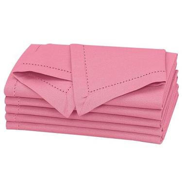 Imagem de RUVANTI Conjunto De 4 Guardanapos Linho Premium Ruvanti, 50X50 Cm, Bainha Clássica, Cantos Em Meia-Esquadria - Macio E Elegante, Lavável Para Jantares, Festas Uso Diário Rosa