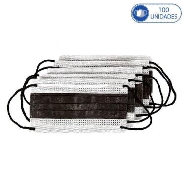 Imagem de Kit de 100 Unidades de Máscaras Cirúrgicas Descartáveis Preto com Filt