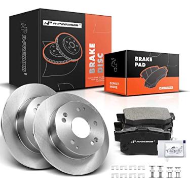 Imagem de A-Premium Kit De Rotores Freio A Disco Sólido Traseiro 10,24" (260 Mm) + Pastilhas Cerâmica Compatíveis Com Modelos Selecionados Da Honda E Acura - Civic 04-05, Accord 98-02, Rsx 02-06, Integra 97-9