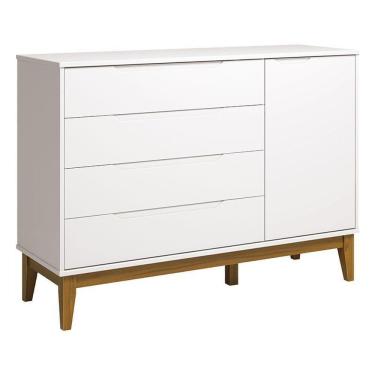 Imagem de Cômoda Com Porta Classic Elfe Branco Acetinado Amadeirado - Reller