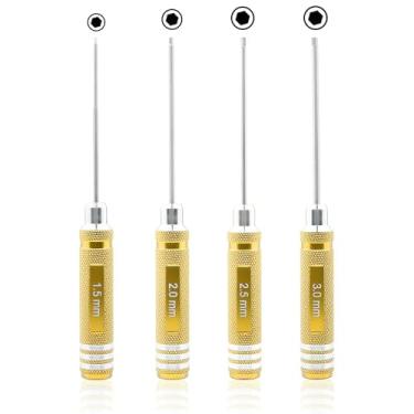 Imagem de GDOOL Conjunto de 4 chaves de fenda sextavadas de 1,5 mm, 2,0 mm, 2,5 mm, 3,0 mm, kit de chaves Allen, ferramentas de reparo de RC para traxxas RC carro, drone, vários eixos, helicóptero Arrma Axial