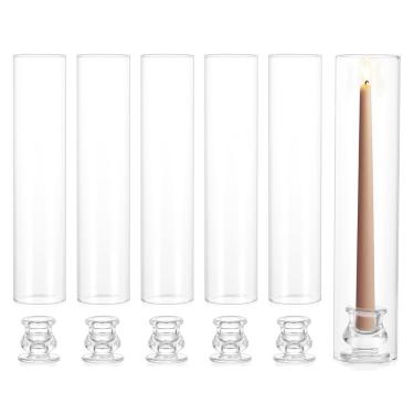 Imagem de Castiçal Candle Stick NUPTIO, conjunto de 6 vidros Hurricane