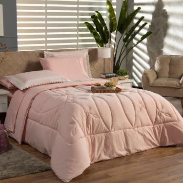 Imagem de Kit Edredom Liso Queen 03pçs Percal 200 Fios Rosê