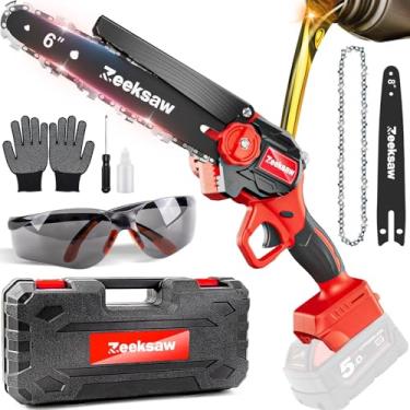 Imagem de Zeeksaw Mini Motosserra Sem Fio Para Milwaukee M18, Motosserra Portátil De 8 E 6 Polegadas Com Lubrificador Automático, Mini Motosserra 2 Em 1 Alimentada Por Bateria, Ideal Para Corte De Madeira E P