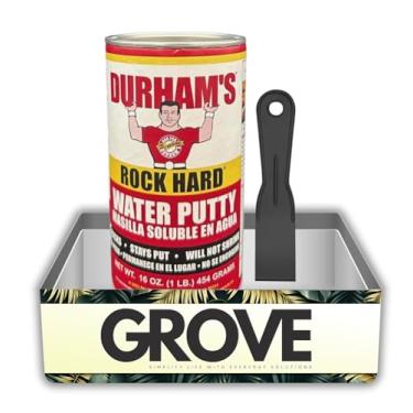 Imagem de Durham's Rock Hard Water Putty Pacote de 473 ml com faca de massa de vidraceiro – Reparação e molde de madeira, gesso e drywall, enchimento não encolhível, lixável e pintável – Conjunto de presente (2