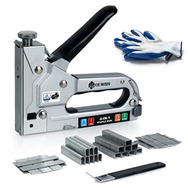 Imagem de DEWBIN Pistola de grampear para estofamento resistente, grampeador 4 em 1 com 1600 grampos, removedor, grampeador manual de grampeador de energia para madeira, estofamento, carpintaria, decoração