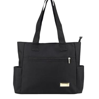 Imagem de Bolsa Feminina Grande de Ombro Pasta Universitaria Notebook Curso Faculdade (Preto)