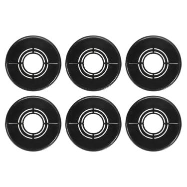 Imagem de HARFINGTON 6 peças Flange dividida de parede 1,18" (30 mm) tampa de tubo de flange dividida ajustável de plástico com clipe colar sob a pia radiador para banheiro cozinha vaso sanitário, preto