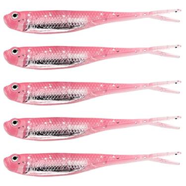 Imagem de QualyQualy Iscas de pesca macias Jerk Shad Minnow Drop Shot Lure Bait Shad Isca Shad Isca macia Jerkbait para Bass Trout Pike Walleye Crappie 12 cm 6 peças