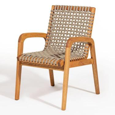 Imagem de Cadeira Trama Com Braço Corda Rami Stain Jatobá - 78569 - Sun House