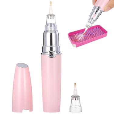 Imagem de Homaisson Caneta elétrica de arte de diamante, caneta de pintura de strass sem fio com bomba de vácuo, 3 modos de sucção ajustáveis, 2 pontas intercambiáveis, ferramenta de configuração de pedras sem