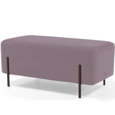 Imagem de Puff Retangular Decorativo Status 90x45 D02 Pés de Aço Veludo Rosê C-3
