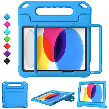 Imagem de TOEVEK Capa para iPad 10ª geração para crianças, nova capa para iPad 10.9 10ª geração com protetor de tela, capa protetora durável à prova de choque com suporte de lápis para Apple iPad 10 geração 2022, azul